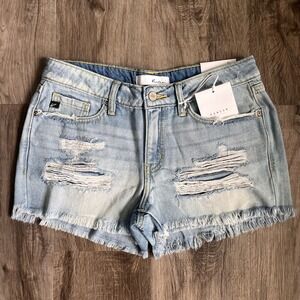 KanCan Denim Shorts‎ Distressed Ripped Frayed Hem Light Wash Size 5/26